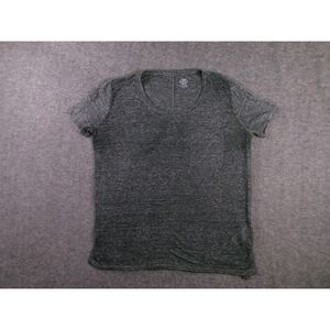 Old Navy Top Women Medium Tall Heather Dark Grey Boyfriend Patch Pocket Relaxed